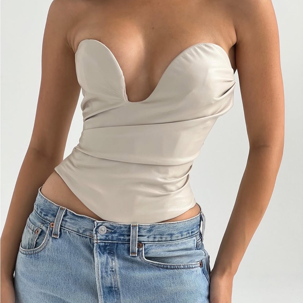 BNWT House of CB Cream Strapless Sweetheart Corset Crop Top - Picture 10 of 10